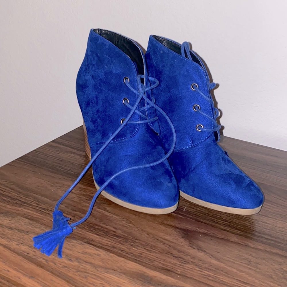 Blue Booties, worn once, size 7